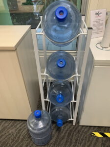 Rack for water bottle storage
