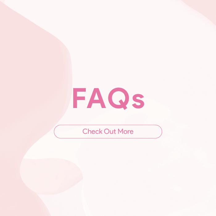 FAQs - Check Out More' in pink against a soft abstract pastel background.