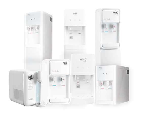 AOX hot and cold water dispensers – premium antioxidant water filtration systems for home and office use.