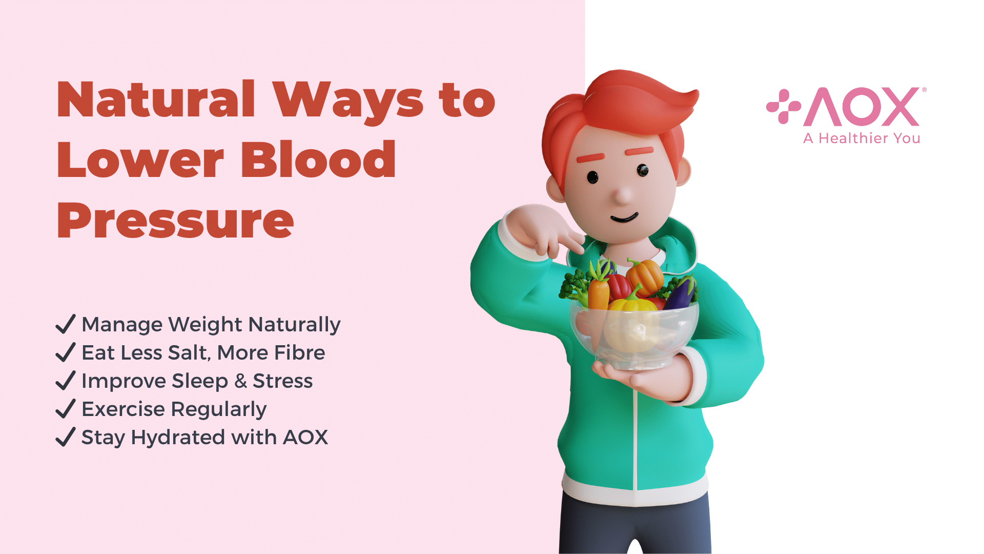natural ways to lower blood pressure – healthy lifestyle tips including hydration, diet, sleep, and AOX antioxidant water